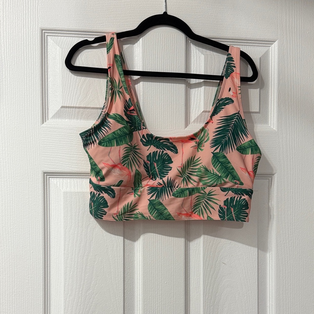 Tropical Leaf Print Crop Top